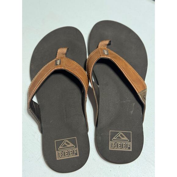 REEF Newport Vegan Leather Brown Flip Flop Size 8 - Picture 3 of 7